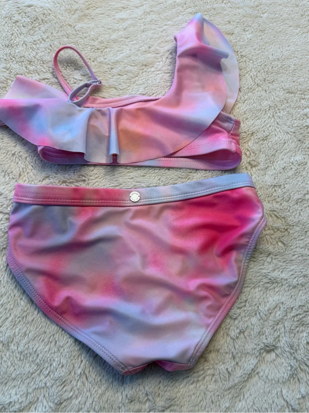 Justice Pink Purple Tie-Dye Ruffle Bikini Set
